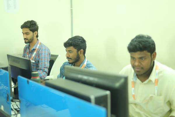 Emblix digital marketing team at computers Hyderabad